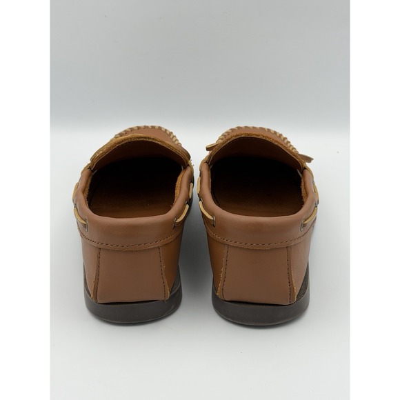 Minnetonka Camp Moc Men 9.5 Brown Leather Moccasin Driving Loafers Preppy